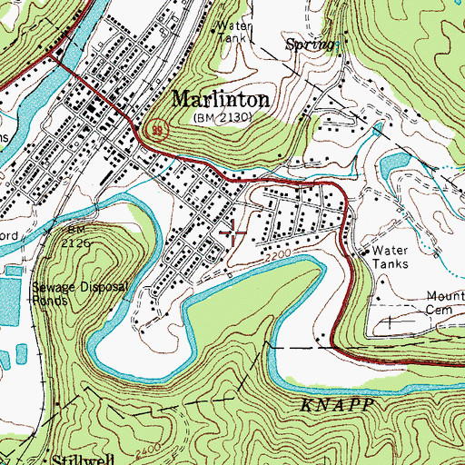 Topographic Map of Pocahontas County Sheriff's Office, WV