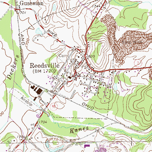 Topographic Map of Reedsville Police Department, WV