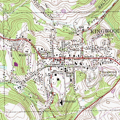 Topographic Map of Preston County Sheriff's Office, WV