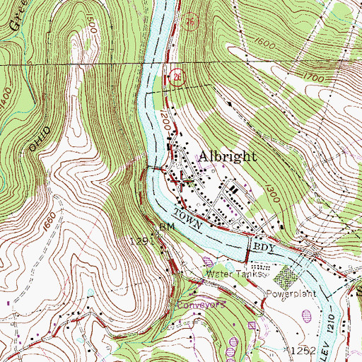 Topographic Map of Albright Police Department, WV
