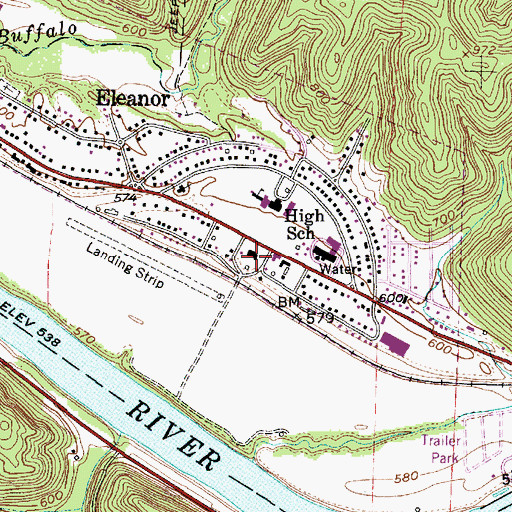 Topographic Map of Eleanor Police Department, WV