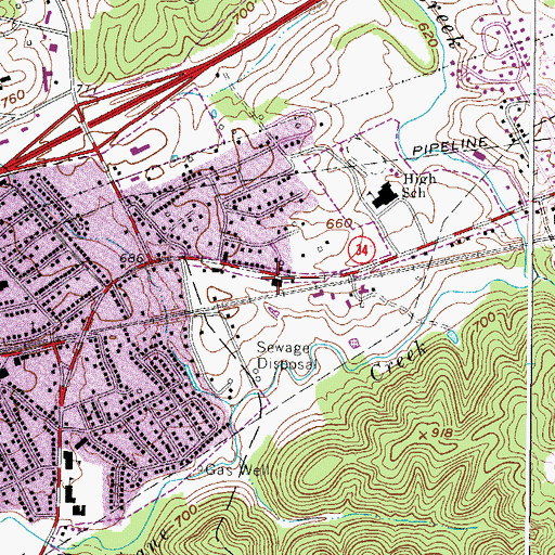 Topographic Map of Hurricane Police Department, WV