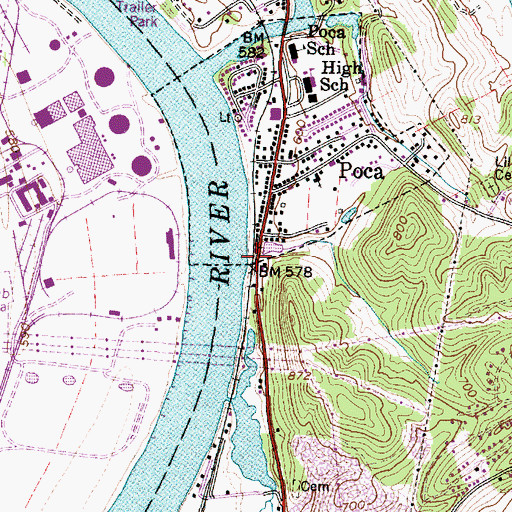 Topographic Map of Poca Police Department, WV