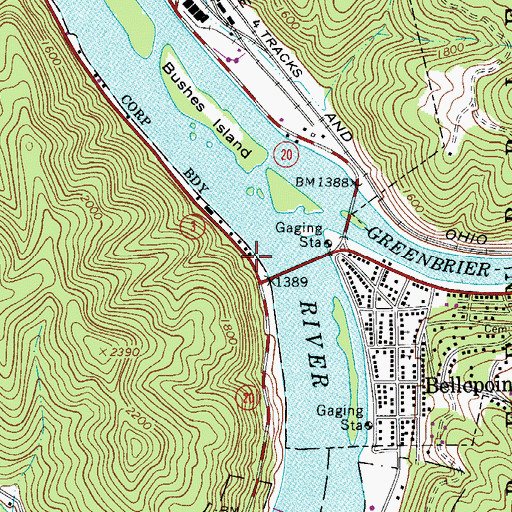 Topographic Map of West Virginia State Police Troop 6 - Hinton Detachment, WV