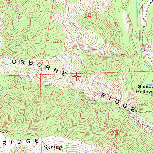 Topographic Map of Osborne Ridge, CA