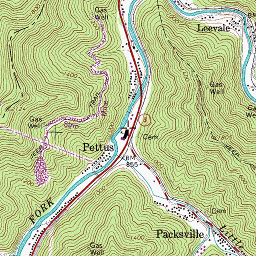 Topographic Map of West Virginia State Police Troop 6 - Whitesville Detachment, WV