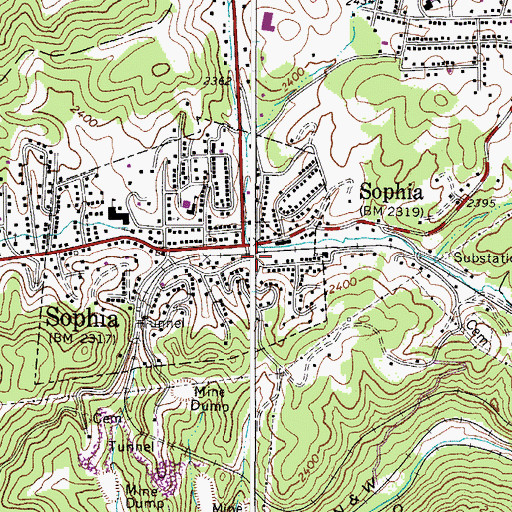 Topographic Map of Sophia Police Department, WV