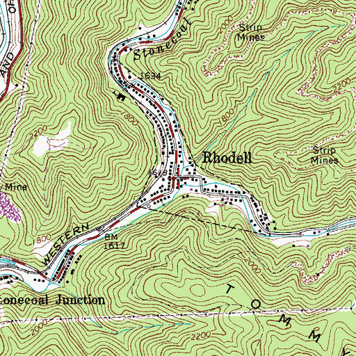Topographic Map of Rhodell Police Department, WV