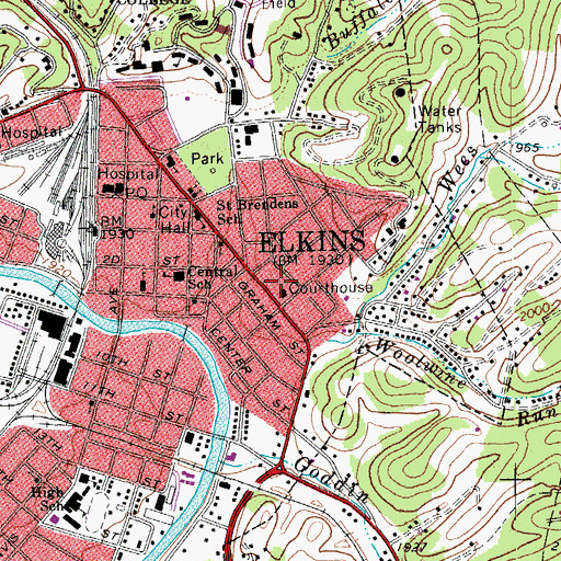 Topographic Map of Randolph County Sheriff's Office, WV