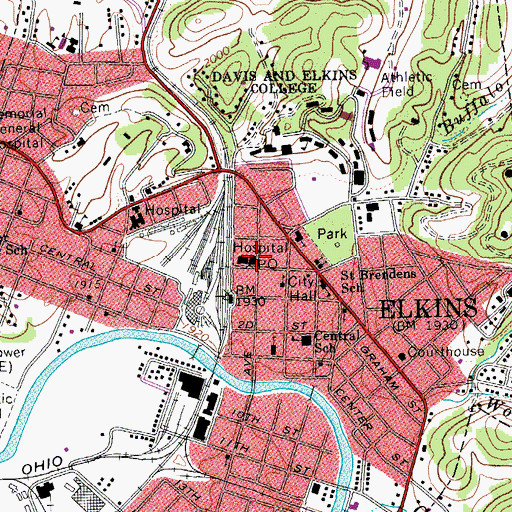 Topographic Map of Elkins Police Department, WV
