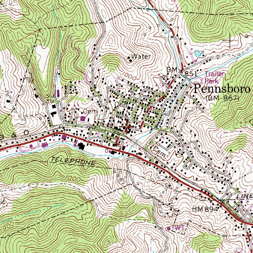 Topographic Map of Pennsboro Police Department, WV