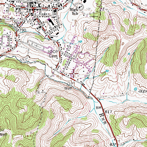 Topographic Map of West Virginia State Police Troop 4 - Harrisville Detachment, WV