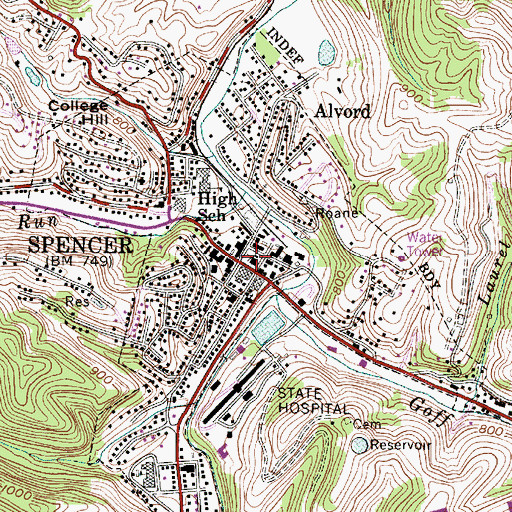 Topographic Map of Roane County Sheriff's Office, WV