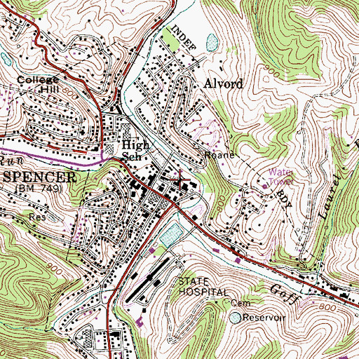 Topographic Map of Spencer Police Department, WV