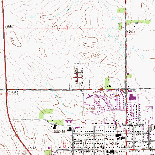 Topographic Map of Dell Rapids - Saint Mary's Catholic Cemetery, SD