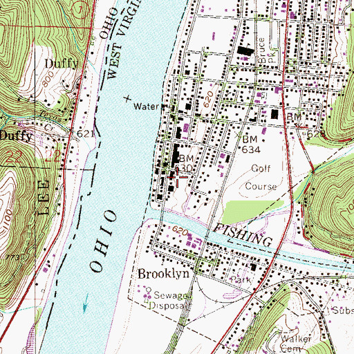 Topographic Map of New Martinsville Police Department, WV