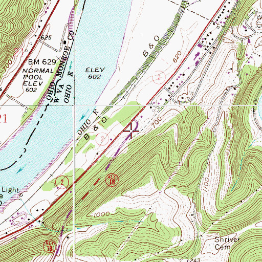Topographic Map of West Virginia State Police Troop 1 - Paden City Detachment, WV
