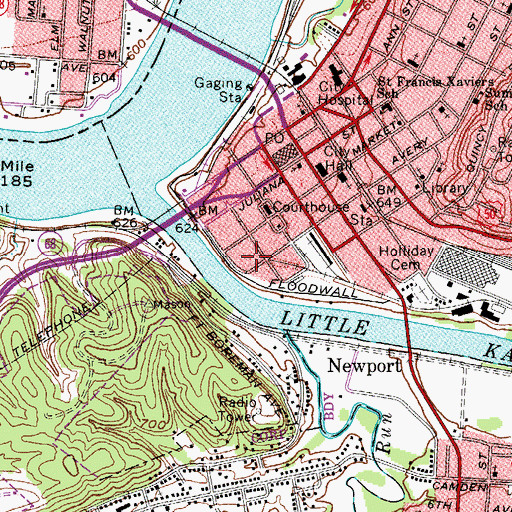 Topographic Map of Wood County Sheriff's Office, WV