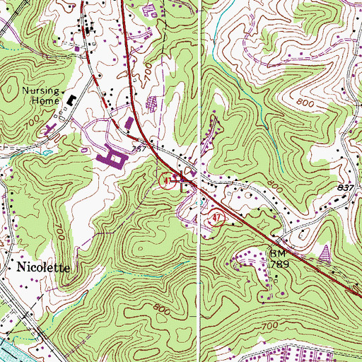 Topographic Map of West Virginia State Police Troop 4 - Parkersburg Detachment, WV