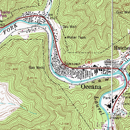 Topographic Map of Oceana Police Department, WV