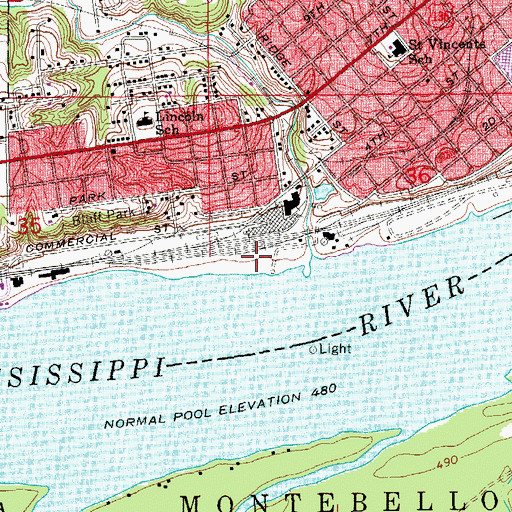 Topographic Map of Keokuk Wastewater Plant, IA