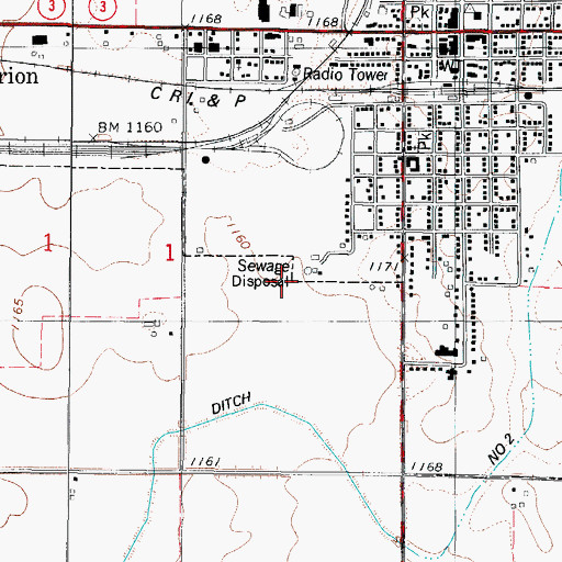 Topographic Map of Clarion Sewage Treatment Plant, IA