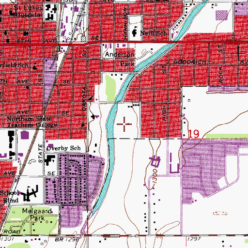 Topographic Map of Moccasin Creek Softball and Soccer Complex, SD