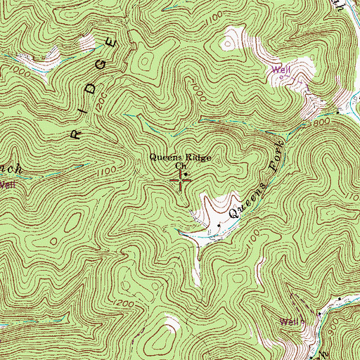 Topographic Map of Queens Ridge Church Cemetery, WV