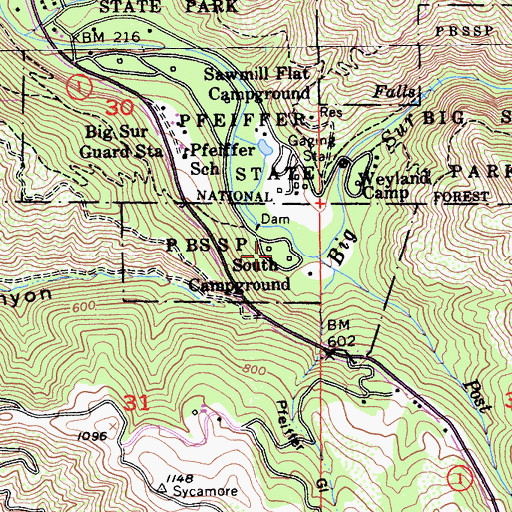 Topographic Map of P B S S P South Campground, CA