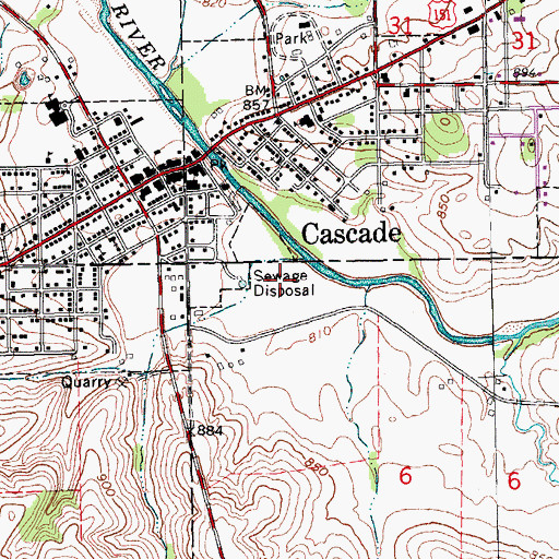 Topographic Map of Cascade Sewer Plant, IA