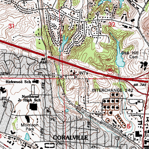 Topographic Map of Coralville Water Plant, IA