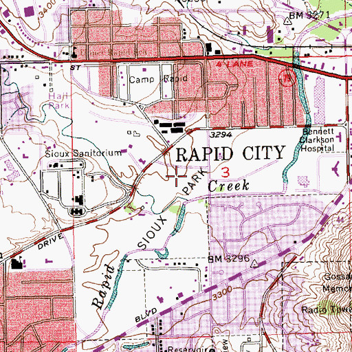 Topographic Map of Floyd Fitzgerald Stadium, SD