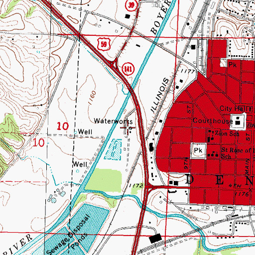 Topographic Map of Denison Water Treatment Plant, IA