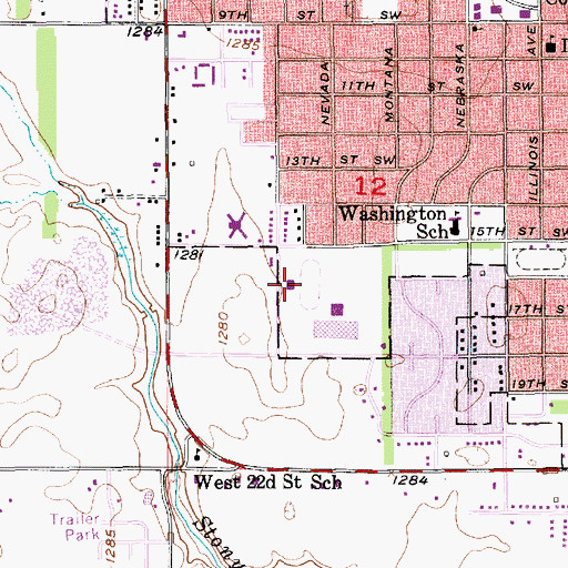 Topographic Map of Tiger Stadium, SD