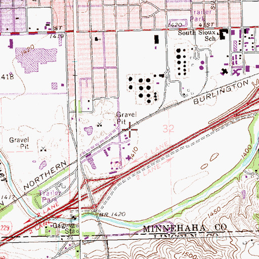 Topographic Map of Sioux Falls Ice and Recreation Center, SD