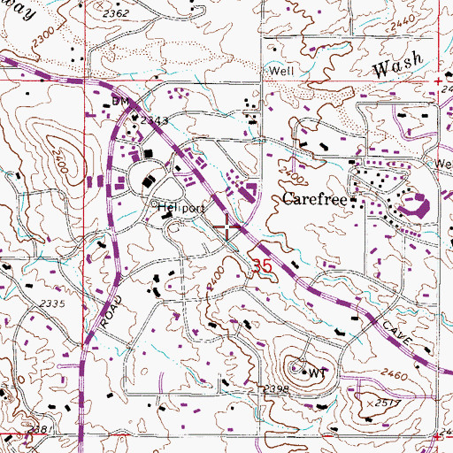 Topographic Map of Carefree, AZ