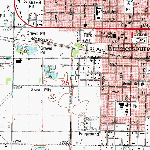 Topographic Map of Emmetsburg Water Plant, IA