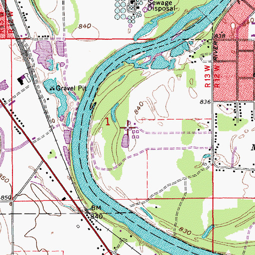 Topographic Map of Evansdale Wastewater Plant, IA
