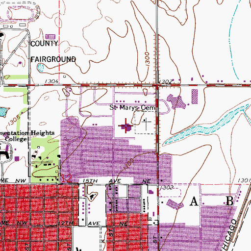 Topographic Map of Clifford Carl Lee Elementary School, SD