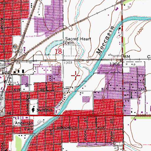 Topographic Map of New Beginnings School, SD