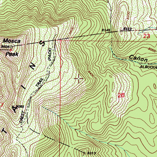 Topographic Map of Mosca Trail, NM