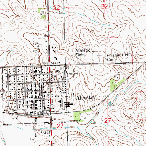 Topographic Map of Alcester-Hudson Elementary School, SD
