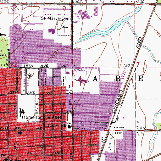 Topographic Map of Roncalli Junior High School, SD