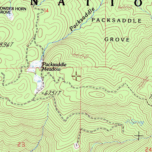 Topographic Map of Packsaddle Grove, CA