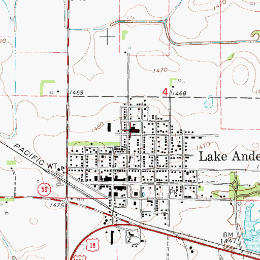 Topographic Map of Andes Central High School, SD