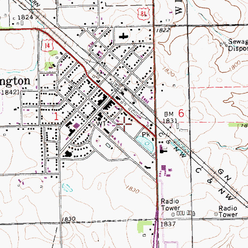 Topographic Map of Arlington High School, SD