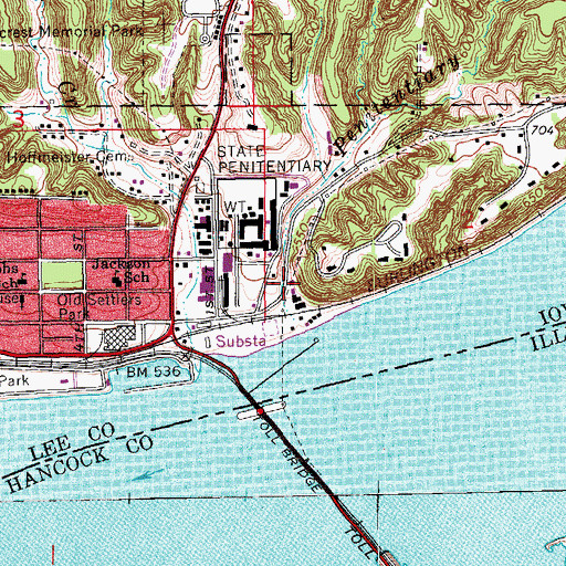 Topographic Map of Fort Madison Water Works, IA