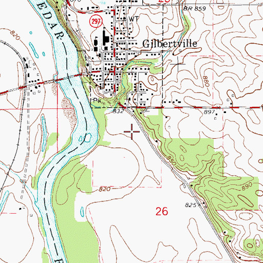 Topographic Map of Gilbertville Wastewater Plant, IA