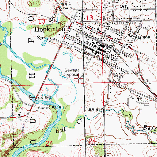 Topographic Map of Hopkinton Wastewater Plant, IA