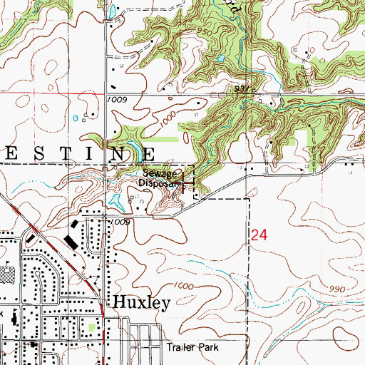 Topographic Map of Huxley Wastewater Treatment Plant, IA